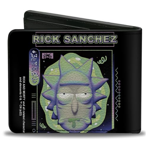 Rick and Morty Wallet, Bifold, Rick and Morty Rick Sanchez Drooling Face Close Up Black, Vegan Leather2