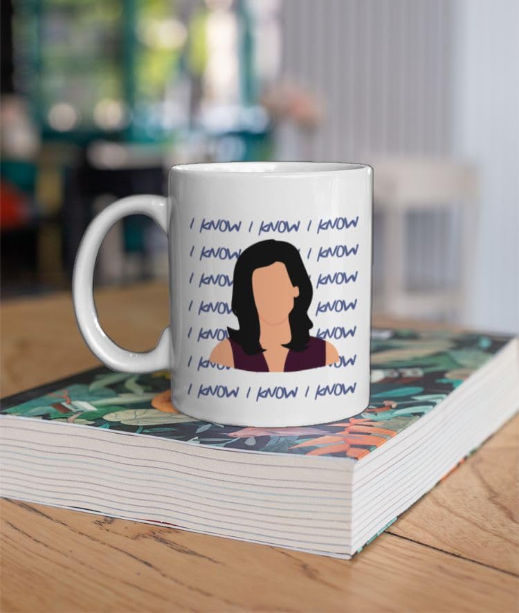 Image of I Know with Printed Girl Ceramic Coffee Mug 330ml - Attitude Quote Mug - Glossy Finish - Microwave Safe Dishwasher Friendly Stylish Girl Power Mug for Office Desk Tea Breaks and Gifting