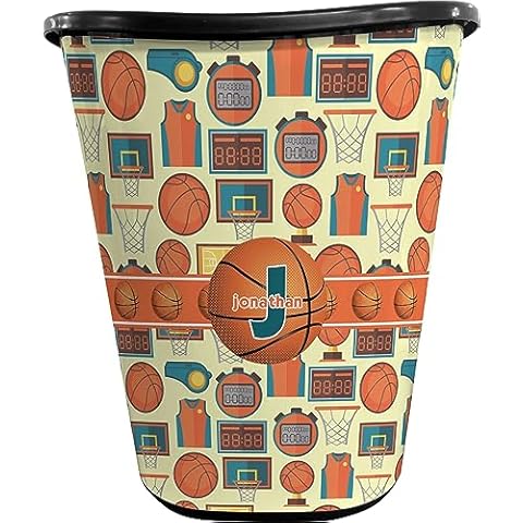 RNK Shops Personalized Basketball Waste Basket - Single Sided (Black) Cover
