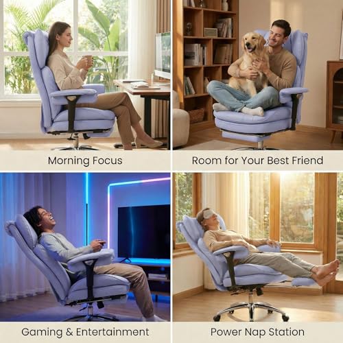 Image of Efomao Big & Tall Desk Chair, Wide Executive Office Chair with Footrest Purple