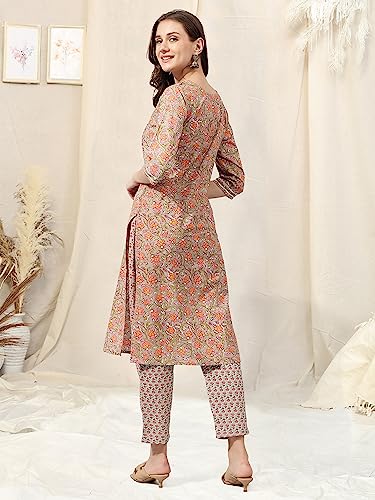 Image of MIRCHI FASHION Pure Cotton Straight Kurta Set for Women with Pant | Printed Kurta Pant Set | Ethnic Office Wear Kurta Set with Trouser