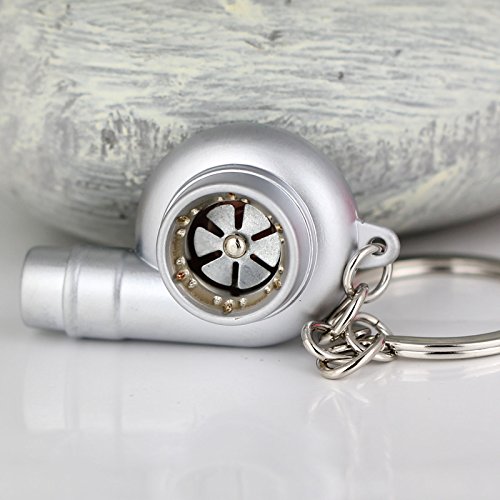 Image of maycom Creative Spinning New Chrome Matte Silver Turbo Turbocharger Keychain Key Chain Ring Keyring Keyfob,make Whistle Sound