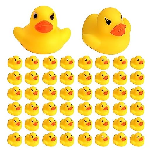 Patos de Goma, 50 Piezas Patitos para Baño, Mini Patos Amarillos Juguetes de Bañera, Flotador y Chirrido Pequeños Patos Juguetes de Piscina para Ducha / Cumpleaños / Suministros de Fiesta