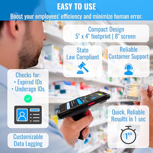 Image of Portable Driver's License, ID & Passport Scanner with Handle for Bars, Clubs & Retail - Age Verification & Customer Management - Optional Fake ID Detection (Intellicheck) - All 50 States (2026)