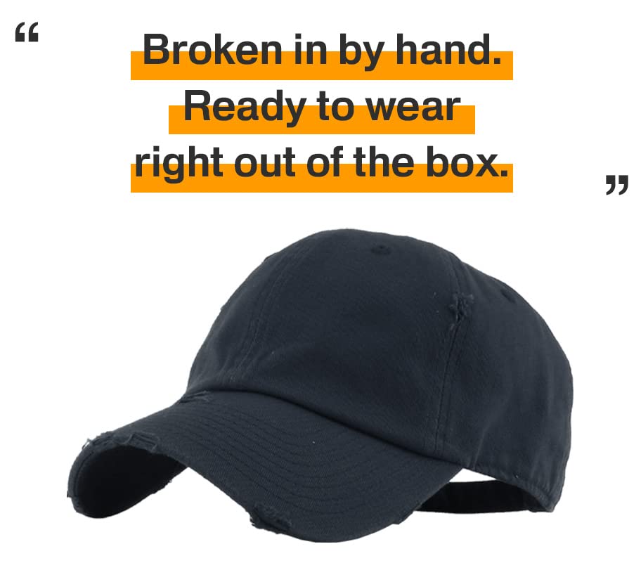 Image of KBETHOS Vintage Washed Distressed Cotton Dad Hat Baseball Cap Adjustable Polo Trucker Unisex Style Headwear