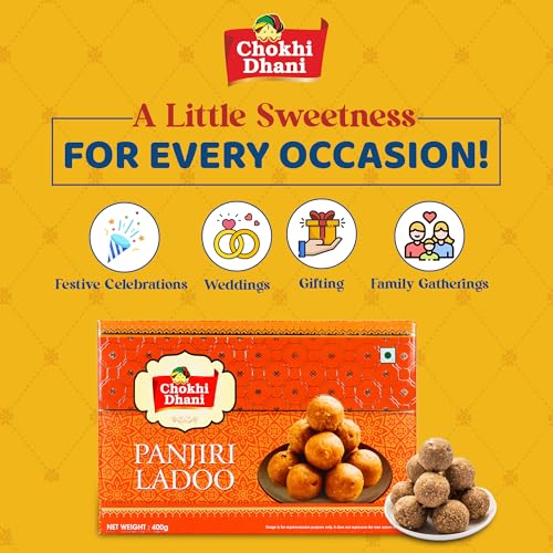 Image of Chokhi Dhani Besan Ladoo 400g & Panjiri Ladoo 400g | Ready to Eat Indian Mithai | Traditional Sweet Combo for Pooja, Festivals & Gifting