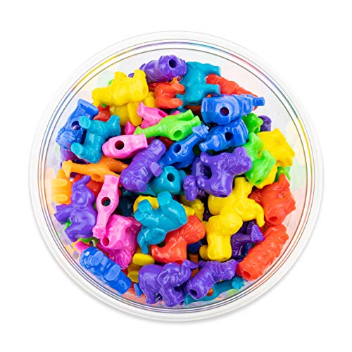 Hygloss Products, Inc Plastic 25mm Craft Beads for Kids Safari Life Animal Design-Arts & Crafts Activity-Multi Bracelets, Necklaces & Keychains-150 Pieces, Assorted Colors, Count