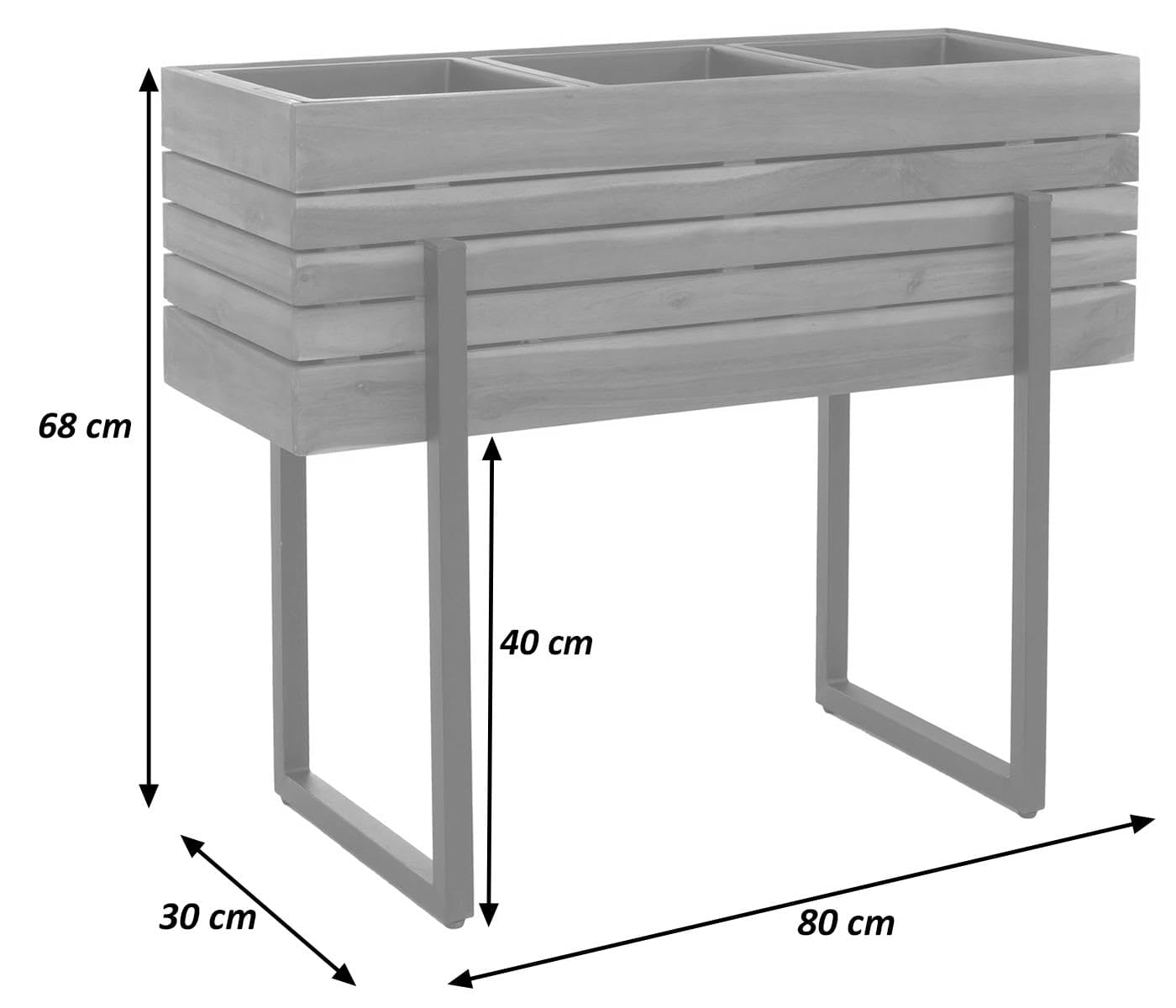 Mendler Hochbeet HWC-P85 Outdoor FSC® 68x80x30cm - braun | Pflanzbeet, Blumen-/Pflanzkasten, Pflanzkübel, Akazie Holz