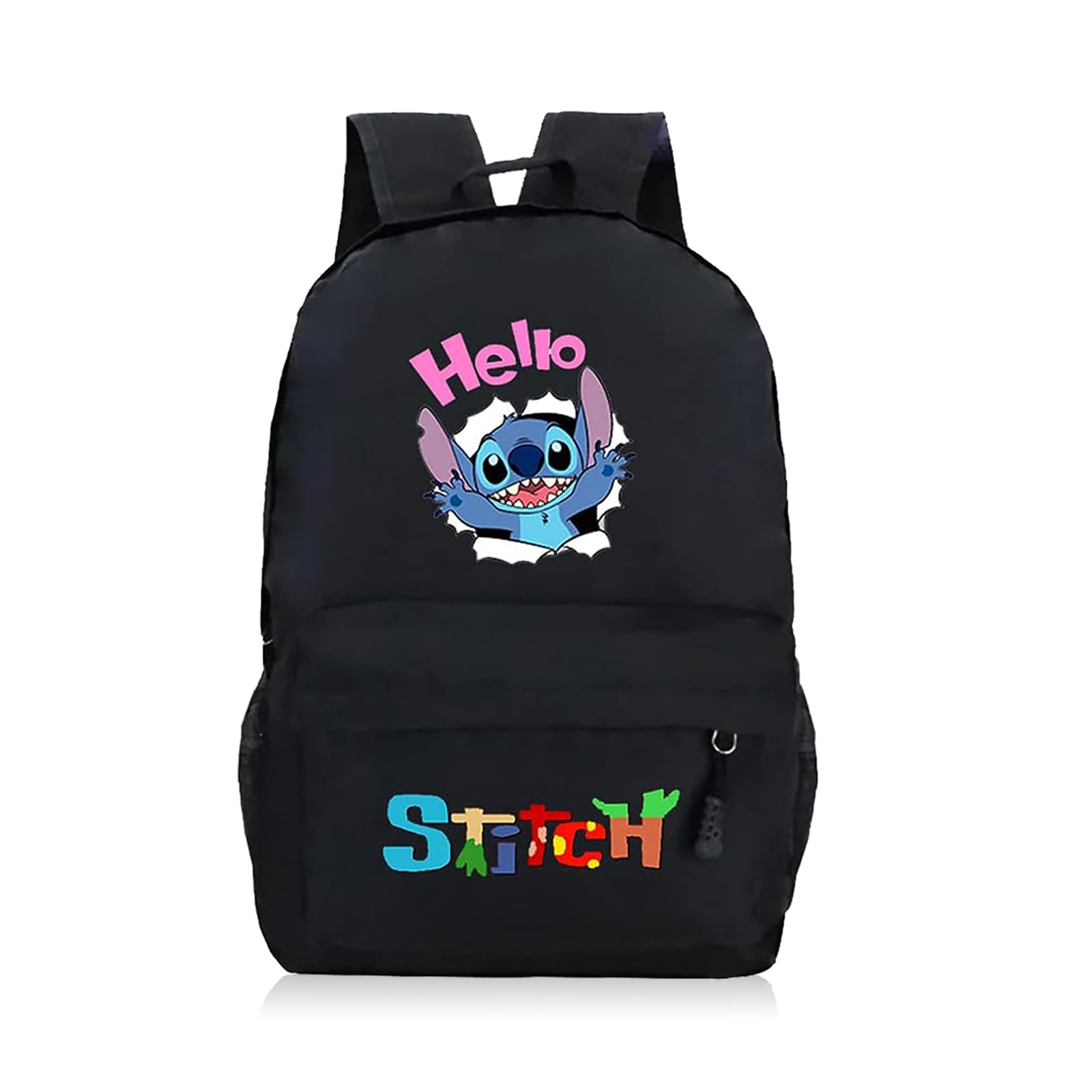Funmo Mochila de Lilo y Stitch, mochila para libros, mochila escolar, para niñas y niños, ligera, adolescentes, Negro , M