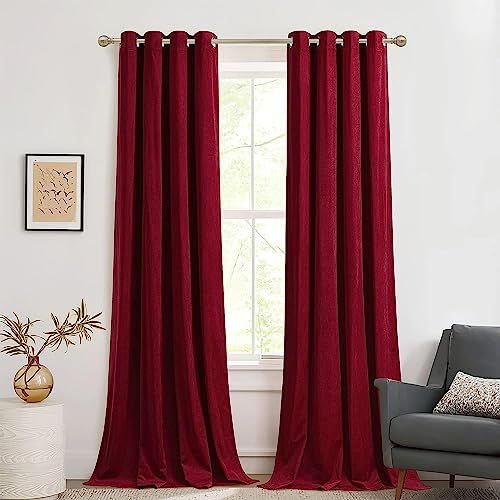 Image of Amazon Brand - Solimo Velvet Curtain Set of 2 (52x96 Inch) Plain Door & Window Curtains for Living Room & Bedroom |75% Light Blocking, Eyelet Curtains for Home Decor in Wine Color (4 feet x 8 feet)