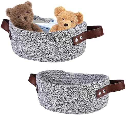 LINTRA Aufbewahrungskörbe 2-tlg - Geflochtene Körbchen Mit Griff 28x10x10cm