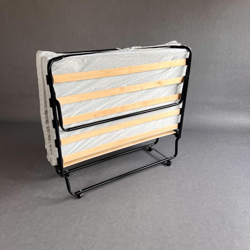 Lit Pliant 120 cm - Lit d’Appoint ou Régulier Adulte, Mousse Confort, Structure Acier Renforcé, Pliable Compact avec roulettes