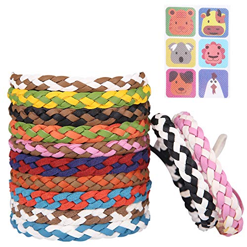 Preisvergleich Produktbild Soulpala 16 Stück Mückenschutz Armband Einstellen,12 Stück 100% Natürlicher Pflanzenextrakt Wiederverwendbar Mückenarmbänder 4er Mückenschutz AufkleberAnti Mücken Armband Outdoor Indoor Mosquito