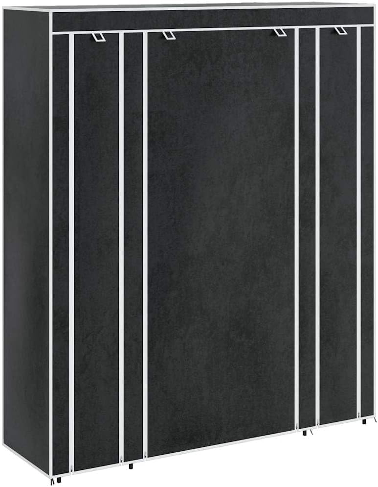 vidaXL Portable Wardrobe Black 59" Clothes Closet Storage Organizer Rack Shelf
