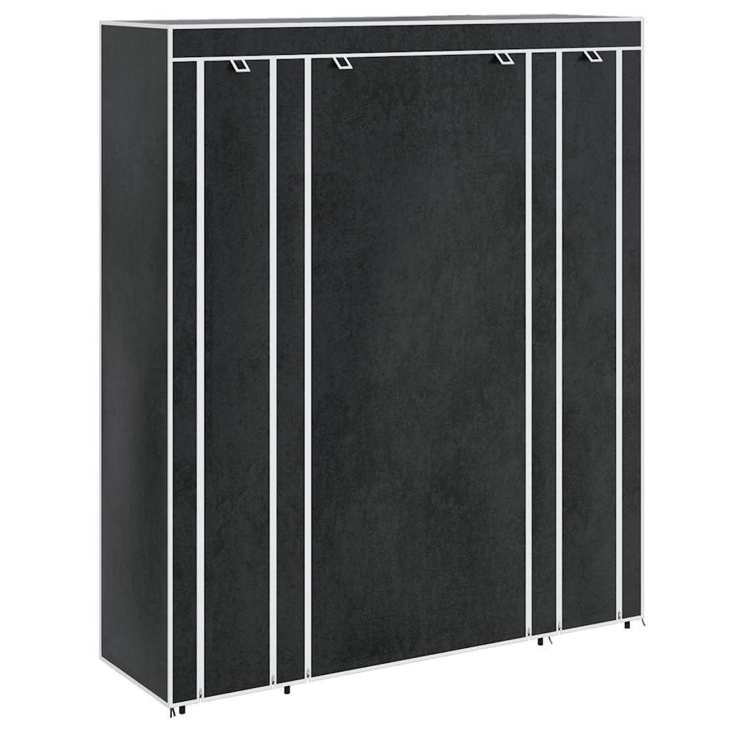 Szafa materiałowa z przegródkami, drążkami na ubrania, 45 x 150 x 176 cm, czarna, przenośna, do sypialni, garderoby, przechowywania, włókniny, składana szafa