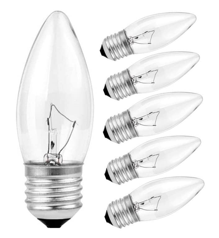 60W Incandescent Torpedo Tip Chandelier - 60W Equivalent Medium E26 Candelabra, TipIncandescent Clear Dimmable Light Bulbs and Medium E26 Base,Transparent Candle Light Bulbs for Chandeliers (6)