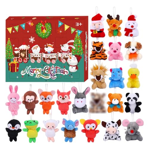 Calendario de adviento de Navidad 2025 24 piezas de cuenta regresiva Calendario de adviento de felpa con lindos juguetes de peluche Navidad para niñas Decoraciones de vacaciones para niños niños.