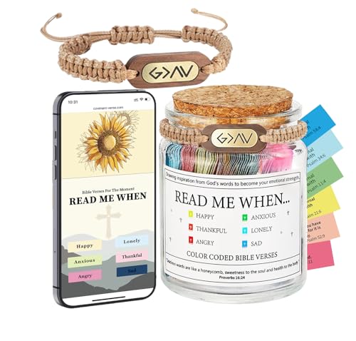 AMAWIN Christian Women Gift Bible Verse Jar With NFC Web Bracelet, Catholic Gifts for Religious Women Men and Teens- Inspirational Scriptures, Read Me When Pray