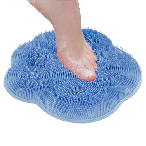 Shower Foot Scrubber Mat - Foot Cleaner For Shower | Silicone Feet And Back Brush | Back Scrubber Massage Pad | Scrub Washer Wit