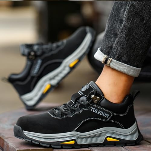 Image of Nutropa Welding Work Boots for Men Composite Toe Safety Boots Non Slip Steel Toe Work Shoes Lightweight Construction Welder Boots