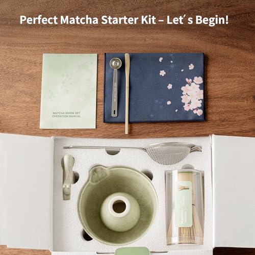 HTRCXB Matcha Whisk Set with Ceramic Bowl