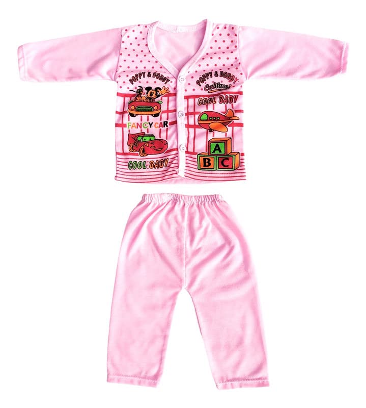 Image of Baby Boys & Baby Girl's Soft Cotton printed Full sleeve Shirt Pyjama Casual Dress Jhabla for Kids Newborn Infant Toddler Combo Pack of -6