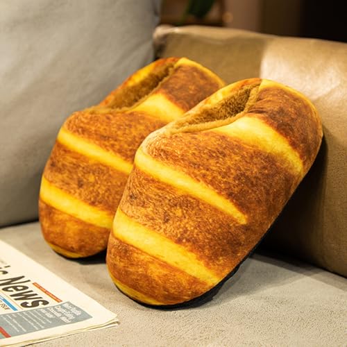 Bread Slippers for Women, Adult Winter Warm Non-Slip Home Shoes, Funny Novelty Cartoon Cotton Slippers2
