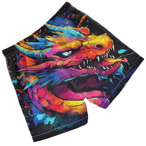 Pigsaly Boys Swim Trunks Colorful Angry Dragon Boys Board Shorts Swimsuit Swimwear Summer Bathing Suit XS2