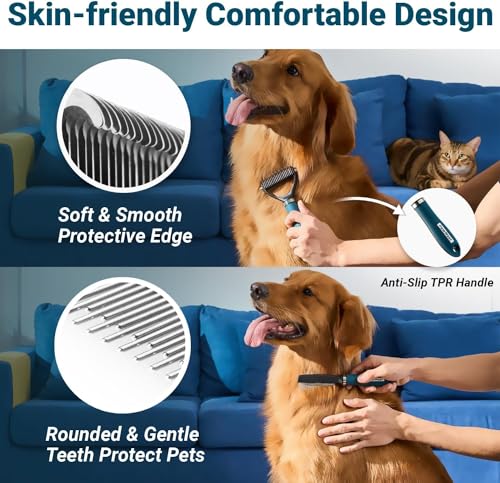 Deshedding-Dog-Brush-Dog-Comb-Combo-Professional-Undercoat-Rake-Pet-Grooming-Brush-for-Dog-Cat-Grooming-Supplies-Dematting-Deshedding-Brush-Dogs-Shedding-Tool-for-Long-Matted-Haired-Pets - Cucciolini Doodles   Deshedding-Dog-Brush-Dog-Comb-Combo-Professional-Undercoat-Rake-Pet-Grooming-Brush-for-Dog-Cat-Grooming-Supplies-Dematting-Deshedding-Brush-Dogs-Shedding-Tool-for-Long-Matted-Haired-Pets