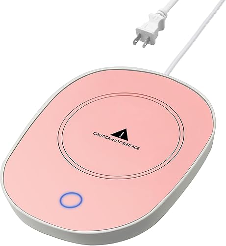 Calentador de café para escritorio, calentador de taza rosa, té caliente, leche, agua, bebida, calentador de escritorio, placa eléctrica con apagado