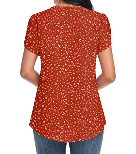 Bestbee Womens Petal Short Sleeve Dressy Chiffon Blouses V Neck Tops Tee Cute Summer Shirts Casual T-Shirts, M, Polka Dots Red #TOP2