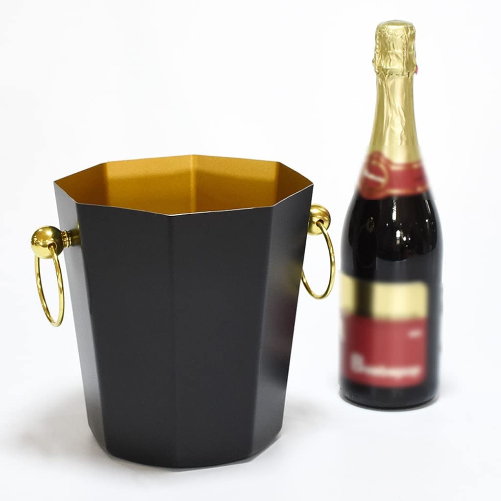 Cubo de hielo aislado de acero inoxidable portátil para champán, cerveza, vino, mantener más fresco, fiesta, octágono, gran capacidad, cubos de hielo de 5 litros para fiestas (B)