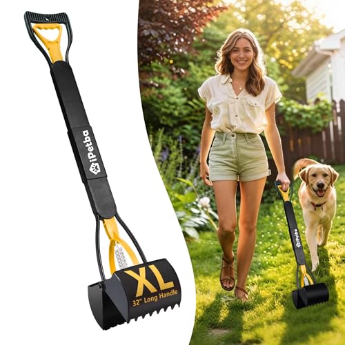 Image of Large Dog Pooper Scooper for Yard, 32 inch Long Handle, No Bending | Save Back, Heavy Duty, Powerful Jaw Grip, One-Hand Operation, Mess-Free Pickup for Grass Gravel Concrete, Easy to Rinse
