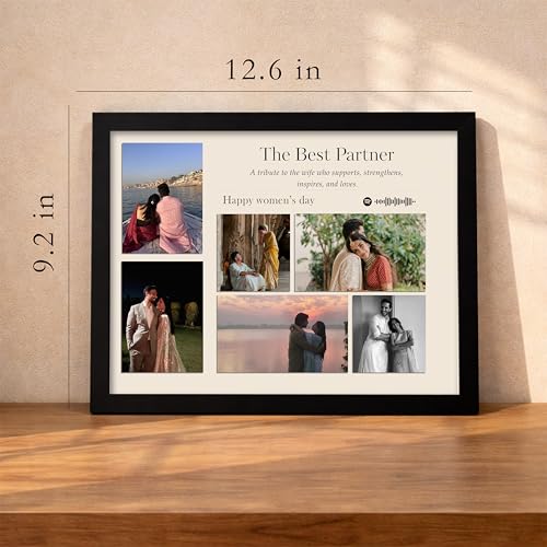Image of Customized Photo Frame Wall Decor Spotify Gift For Wife Mother Sister Girlfriend and Friend, Personalized Women's Day and Mothers Day Photo Frame Gift For Home Living room Bedroom 23x32 cm