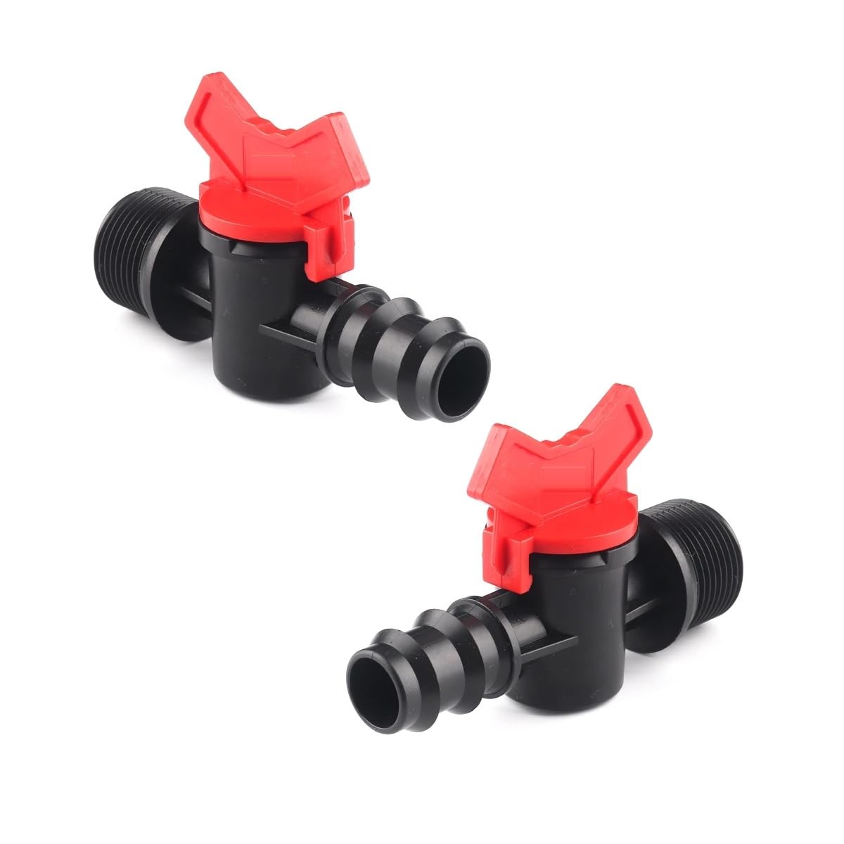 MiJunHD 25mm Hose Barb to G3/4≈25mm≈DN20 Male Thread, 2PCS Drip Irrigation Switch Valve, PE Pipe Hose Tube Shut-off Plastic Valve