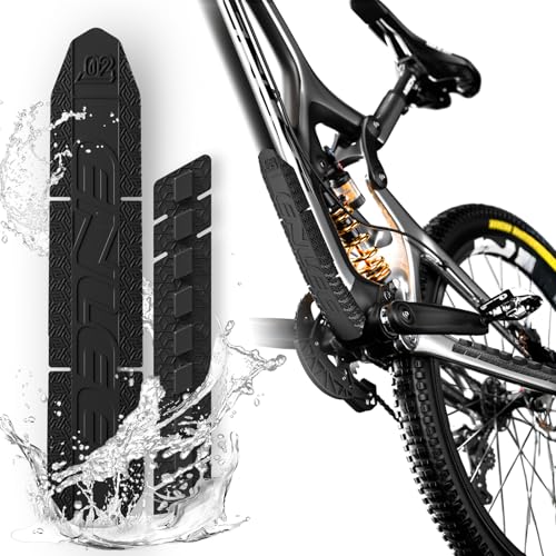 Desing Wish Silicone Bike Chainstay Protector & Down Tube Frame Protector Scratch-Resistant Mountain Bike Frame Protection Tape MTB Bicycle Frame Guard Pad Cover (Black, Chain Guard & Frame Guard)