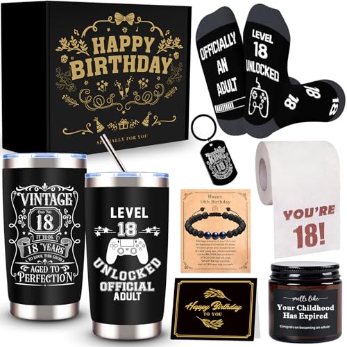 JTAMOHI 8 Pcs Happy 18th Birthday Gifts for Boys, 18