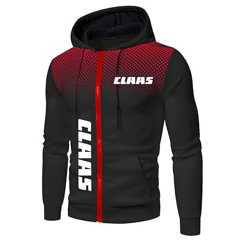 YUBEIER Cl_AAS Sweat à capuche à pois pour homme avec poches Cardigan décontracté en polaire Veste de sport, Noir/rouge, S