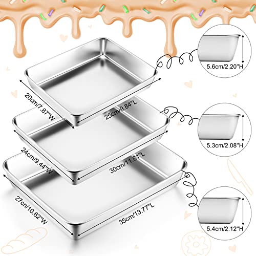 6 Pcs Deep Baking Pans Stainless Steel Baking Sheet, 9.84/11.81/13.78 Inch, Lasagna Pan Stainless Steel Brownie Pan Bakeware Set Heavy Duty Baking Cookie Sheet, Oven And Dishwasher Safe #TOP1