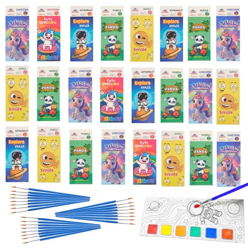 Image of SNAPTRON DIY Return Gifts for Kids Birthday - 24Pcs Water Paint Book with Brush, Return Gifts for Kids, Coloring Books with Water Paint Color in Each Sheet, DIY Drawing Book, Best Return Gifts