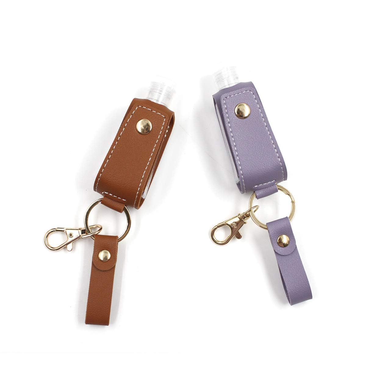 Sagar Trading Empty Travel Size Bottle and Keychain Holder, Portable Flip Cap Bottles for Soap, Lotion and Sunscreen, 30ml Reusable Bottles with Leather Keychain Carriers-image-8