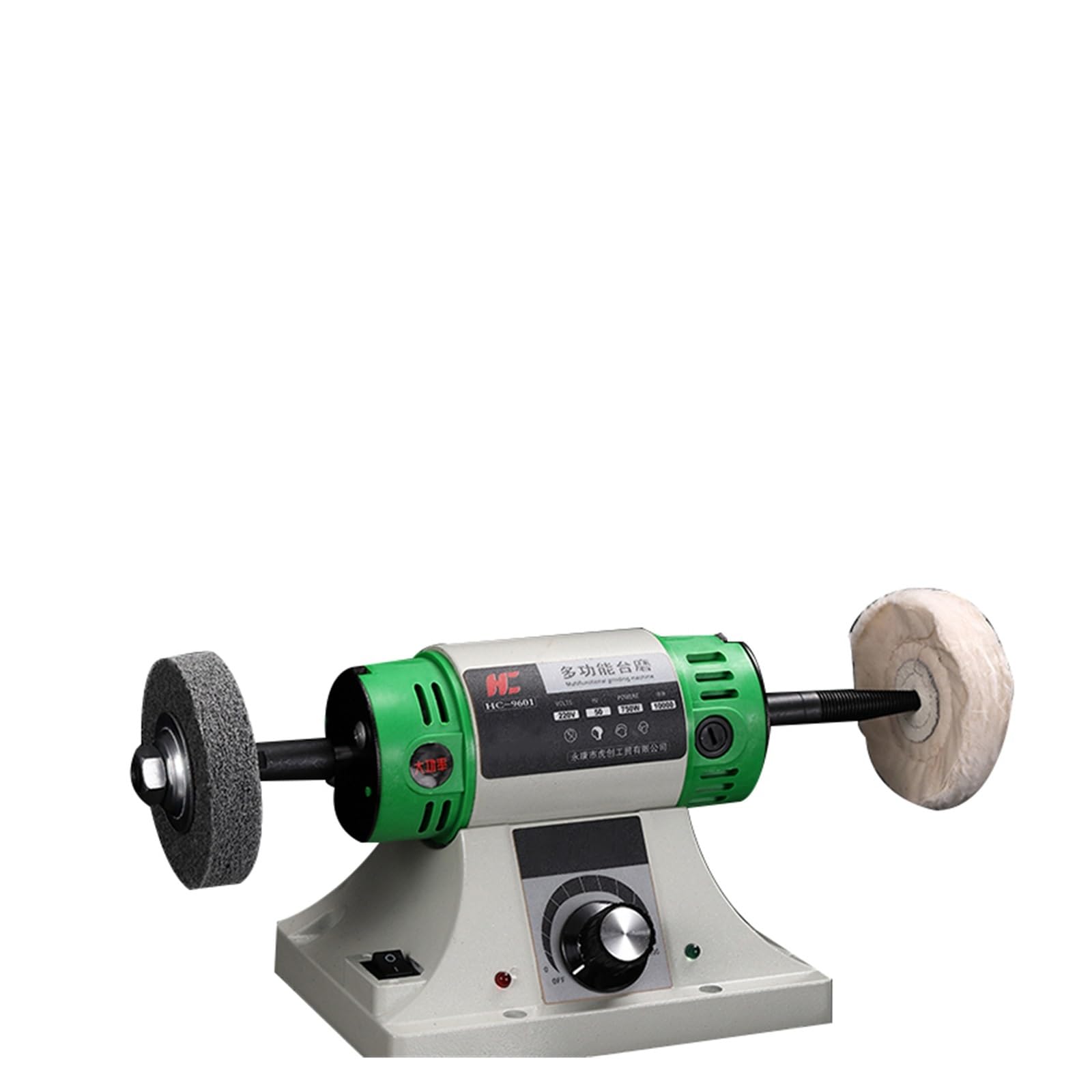 Esmeriladora de Banco, Máquina pulidora de banco eléctrico for joyería y gemas, pulidora de torno de escritorio, velocidad ajustable de 0 a 10000RPM, 750W, para moler, pulir y taladrar(Groen)