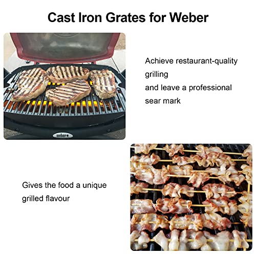 Image of 7583 Full Cooking Grid Grates for Weber Q200, Q220, Q2000, Q2400 Q2000N Q2200N Q2600N+ Q2800N+ Gas Grills, 396000 396001 566001 566002 566014, BBQ Accessories for Char Q, Cast Iron