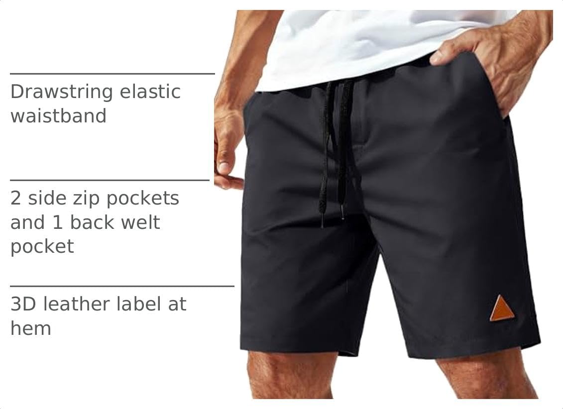 COOFANDY Mens 9" Casual Shorts with Zipper Pockets Lightweight Chino Shorts