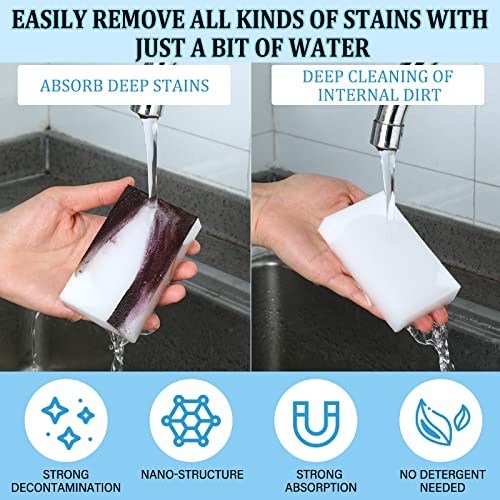 Image of 500 Pcs Magic Sponge Eraser Bulk Foam Sponge Cleaning Pads Multi Surface Household Cleaning Kitchen Dish Sponges Non Scratch Scrub Sponge Pads for Sink Bathtub Floor Bathroom Wall Cleaner