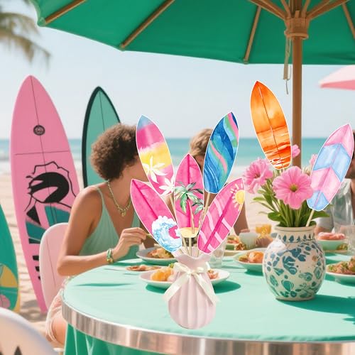 Image of 20pcs Vintage Surfing Surfboard Centerpiece Sticks Pink Surf Surfboard Theme Centerpiece Decorations for Table Summer Surfing Party Decorations Summer Beach Birthday Hawaii Surf Party Supplies