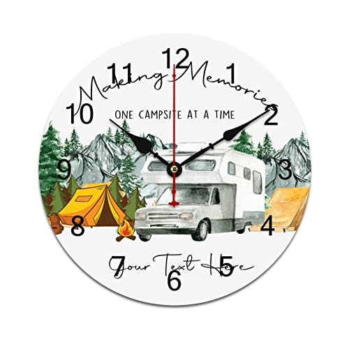 LetusZhogo Making Memories One Campsite at A Time Wall Clock Personalized Wall Clock Silent Non Ticking Wooden Wall Clock Battery Operated Esay Read for Home Decor Kids Room Office Housewarming Gift