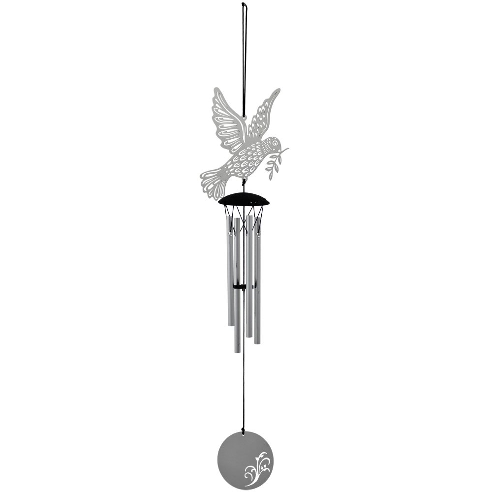 Woodstock Flourish Metal Dove Wind Chime - Elegant Outdoor Decor