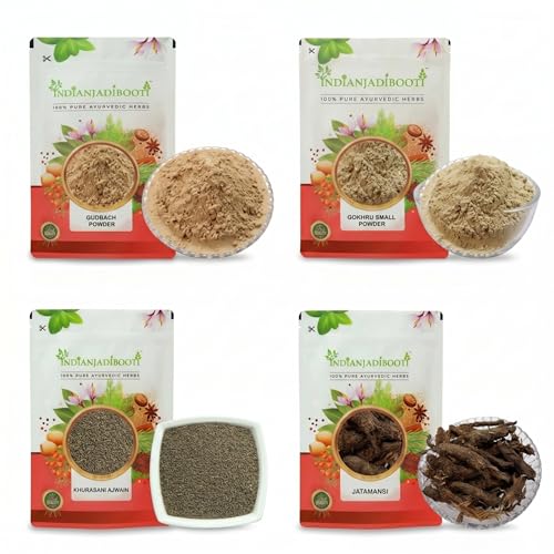 IndianJadiBooti Elite Neuro-Restoration Bundle: Gudbach Powder, Khurasani Ajwain, Jatamasi Root & Gokhru Chota – For Deep Sleep, Cognitive Focus & Systemic Vitality – 100-image-34