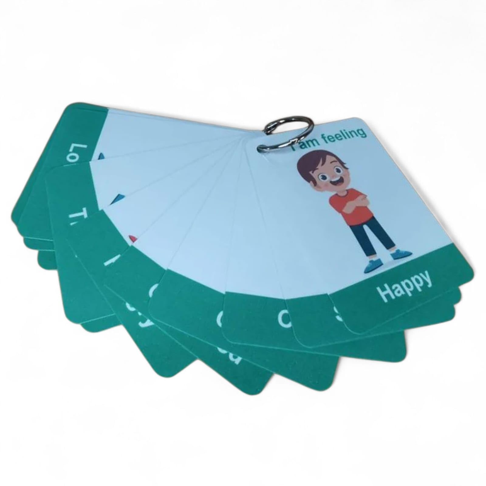 Feelings and Emotions Flashcards for Toddlers – Set of 16 | Emotional Expression Learning Cards for Boys | Tear-Proof, Laminated, Wipeable | Montessori Flash Cards with Binding Ring